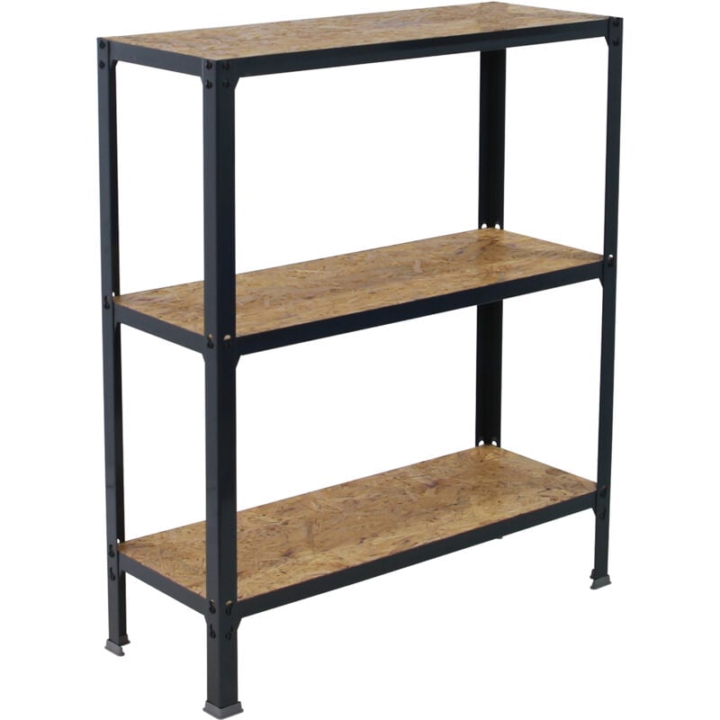Tagère métallique Simon Rack sans vis couleur anthracite/osb 3 étagères 900x1000x300 mm Fabriquée en Espagne