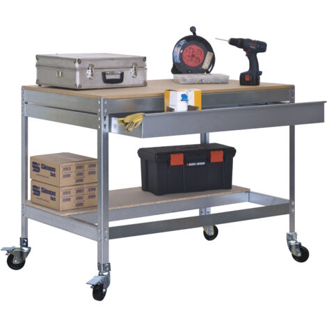 Simonrack SIMONWORK Mobile Table métal galva et bois