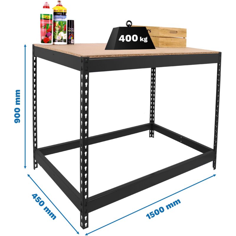 Simonrack Table de travail antracite et bois 150 cm Simonrack Table de travail antracite et bois 150 cm