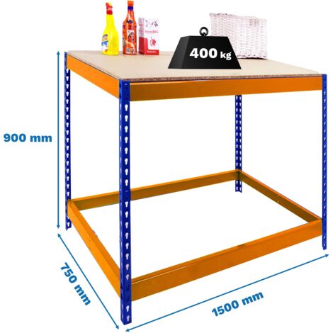 Simonrack Table de travail bleu orange bois 150x90 cm