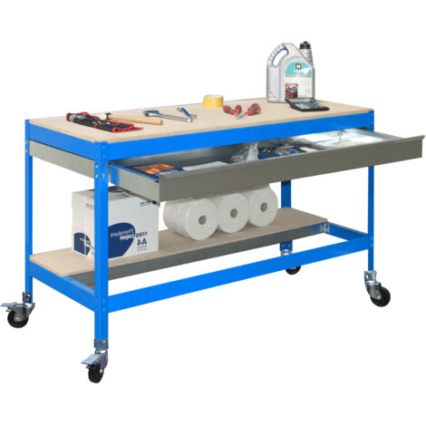 Simonrack Table de travail en métal bleu robuste