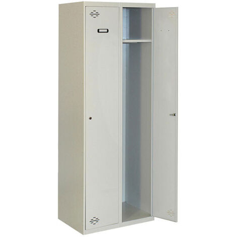 SimonRack Vestiaire Métallique 1 Porte, 1800x800x500 mm, 2 Modules, Serrure à Clé et Aérations, Gris Simonlocker