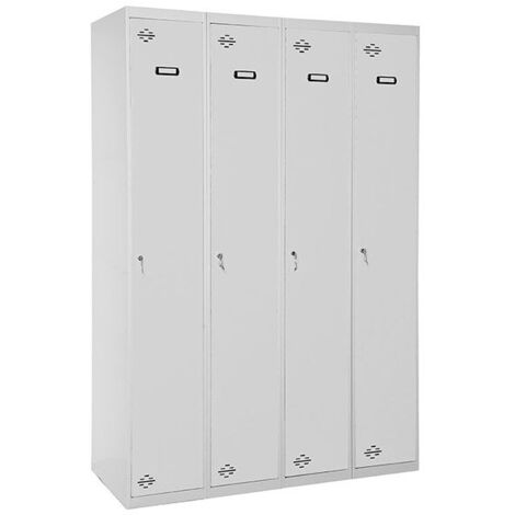SimonRack Vestiaire Métallique 1 Porte, 4 Modules, 1800x1600x500 mm, Serrure à Clé et Aérations, Gris Simonlocker