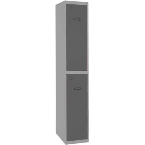 SimonRack Vestiaire Métallique 2 Porte, 1800x300x500 mm, Serrure à Clé et Aérations, Gris/Anthracite Simonlocker