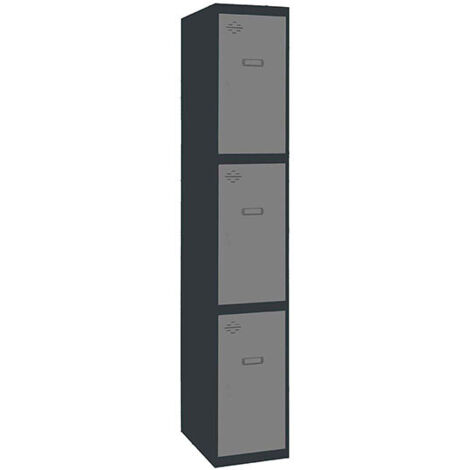 SimonRack Vestiaire Métallique 3 Porte, 1800x400x500 mm, Serrure à Clé et Aérations, Anthracite/Gris Simonlocker
