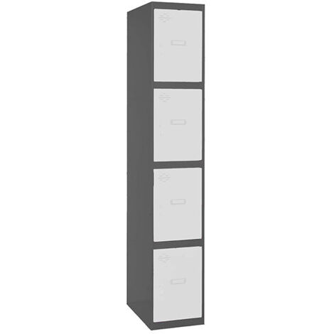 SimonRack Vestiaire Métallique 4 Porte, 1800x400x500 mm, Serrure à Clé et Aérations, Anthracite/Blanc Simonlocker
