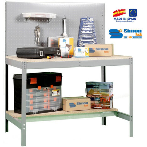 SimonRack - Werkbank-Bausatz 1440x900x600mm - BT-2 900 DUNKELGRAU/HOLZ