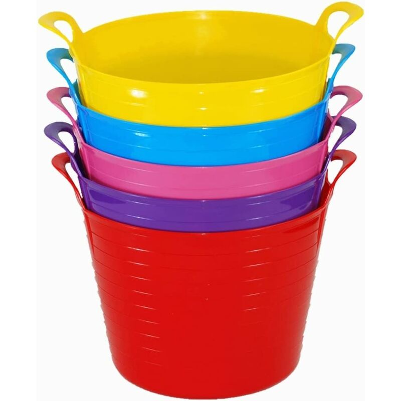 42L Large Multi Purpose Flexible Tub Buckets - random colousr Qty 3 - Multicolour - Simpa