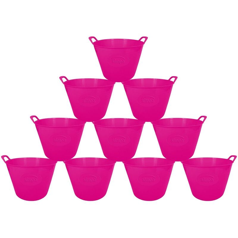 42L Large Multi Purpose Flexible Tub Buckets - pink Qty 10 - Pink - Simpa