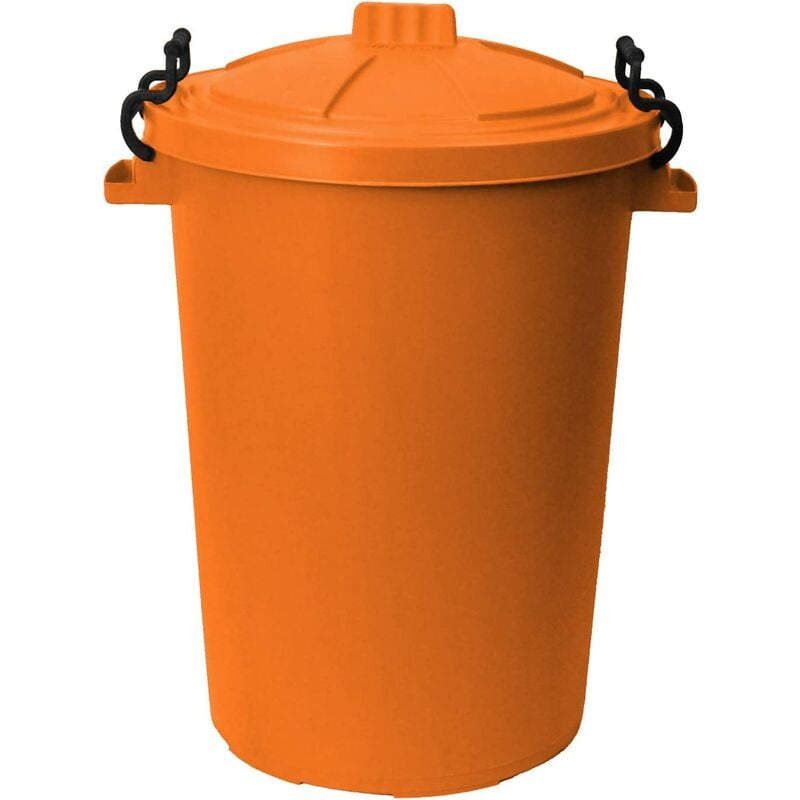 Simpa - 85L Plastic Bin with Clip Lock Lid - orange Qty 1 - Orange