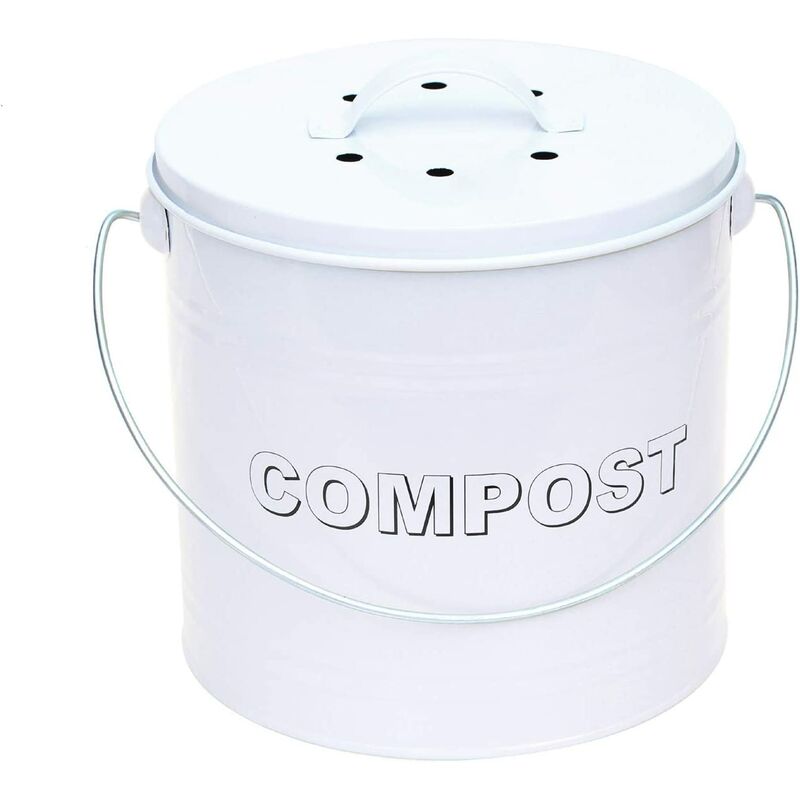 Vintage Style Compost Food Waste Recycling Caddy Bin - white Size 8L - Simpa