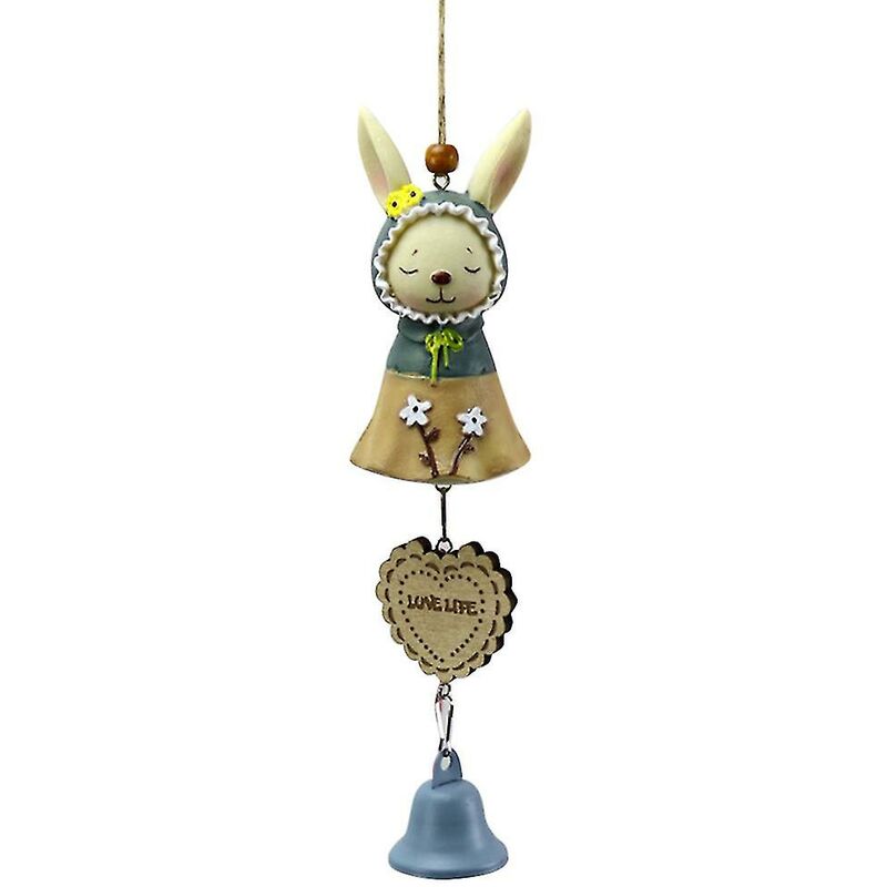 Image of Fortuneville - Simpatico coniglio carillon a vento in resina carillon a vento ornamento regalo per bambini decorazioni per la casa ufficio (1 pezzo)