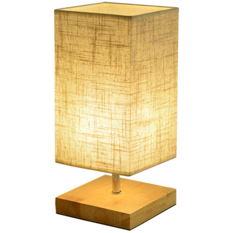 Simple en bois art lin nuit lampe chambre lampe de chevet hôtel hôtel lampe lampe de table