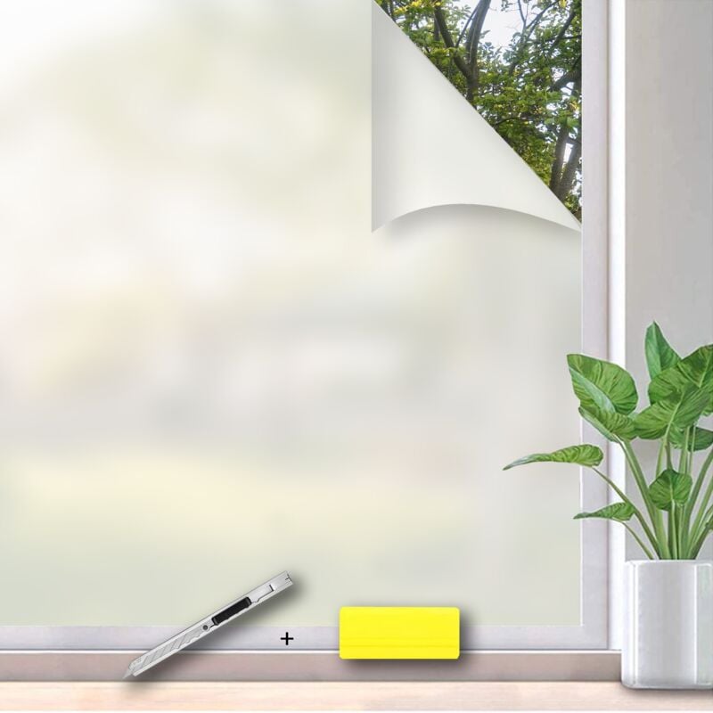 Fensterfolie 45 x 500 cm - Sichtschutzfolie Fenster Folie, Isolierfolie - Fensterfolie Blickdicht Selbsthaftend - Matt - Simple Fix