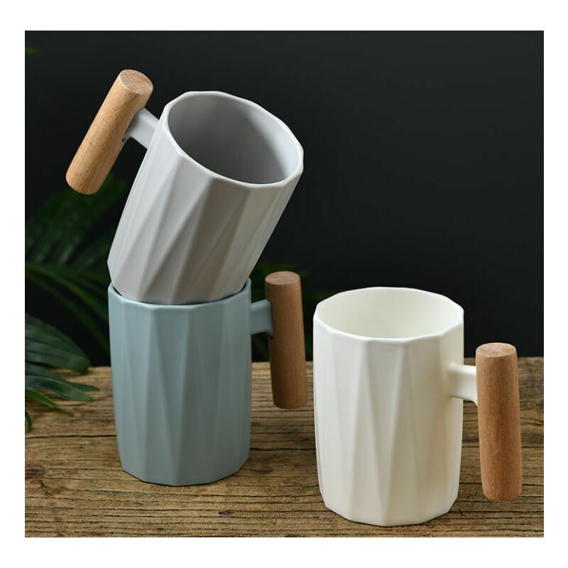 Tumalagia - Simple household use creative washing cup with toothbrush handle blue + gray + white cup three-piece set