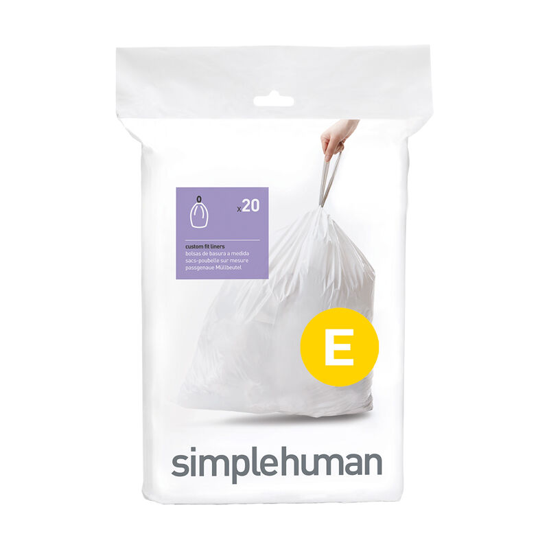Simplehuman - Pack de 20 sacs poubelle 20L code e - Blanc