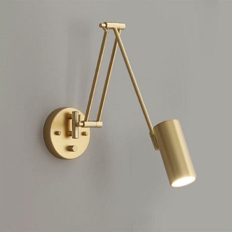 Image of Simple industrial style wall sconce, gold/black&hellip;