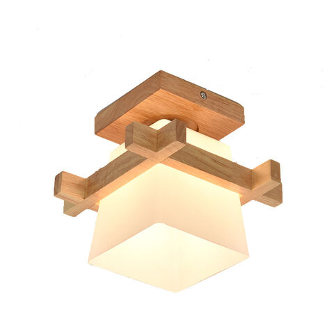 Simple japon Tatami E27 bois lampe allée couloir porche balcon plafonniers moderne verre plafonnier
