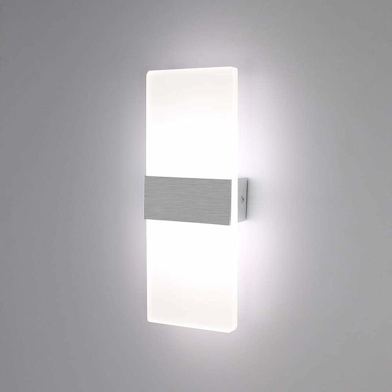 Simple Led Wall Light Indoor 6W Up Down Wall Lamp Modern Acrylic Wall Sconce for Living Room Bedroom Pathway Corridor Stairs Balcony Cool White