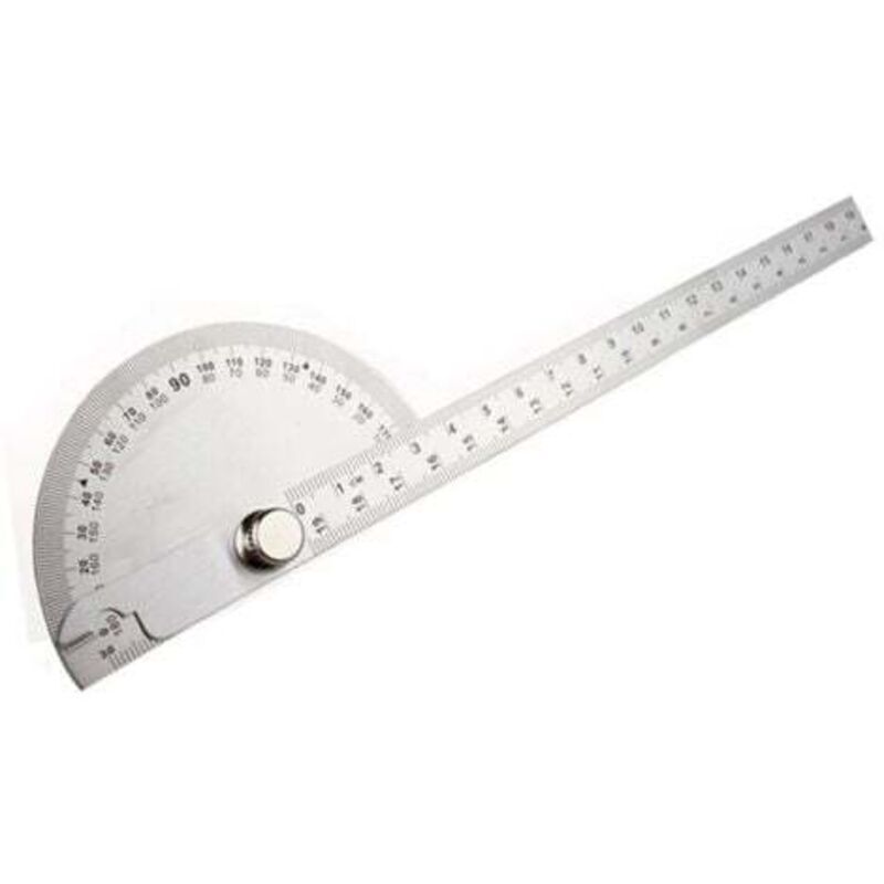 Simple stainless steel protractor angle ruler, multifunctional movable square ruler, silver 90x200mm