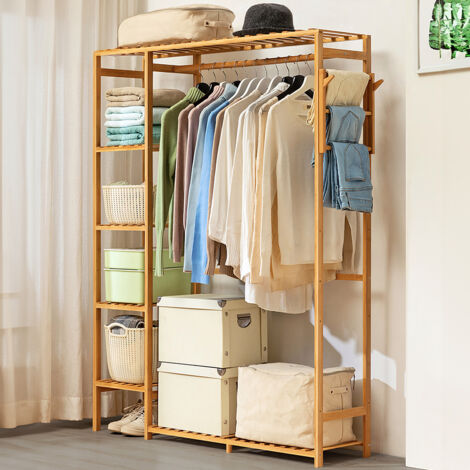 Simple Wooden Coat Rack with Hooks 90cm W x 30cm D x 146.5cm H