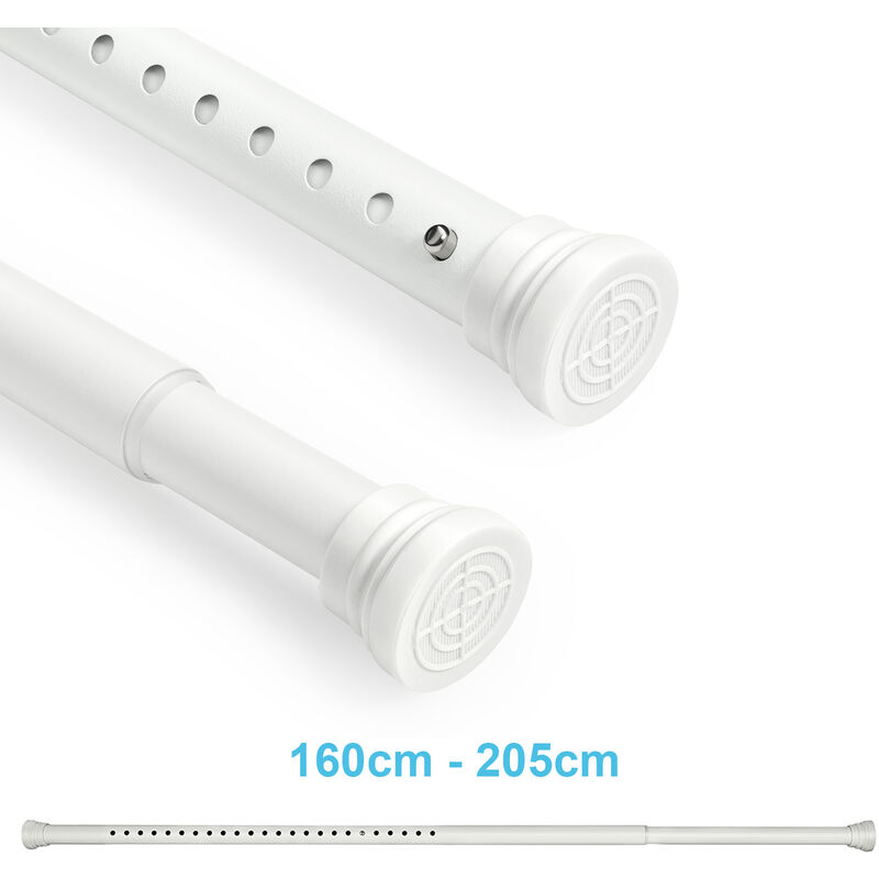 

Barra de cortina/ducha telescópica sin necesidad de taladrar universal Ø 2,5 cm, Length adjustable 160-205cm Blanco - Simplehome