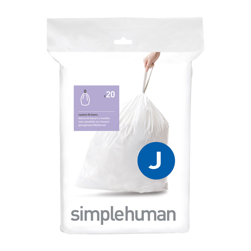 Simplehuman - Pack de 20 sacs poubelle 30-45L code j - Blanc