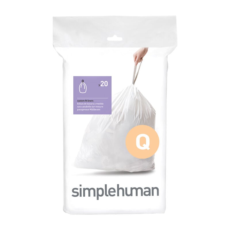Simplehuman - Pack de 20 sacs poubelle 50-65L code q - Blanc