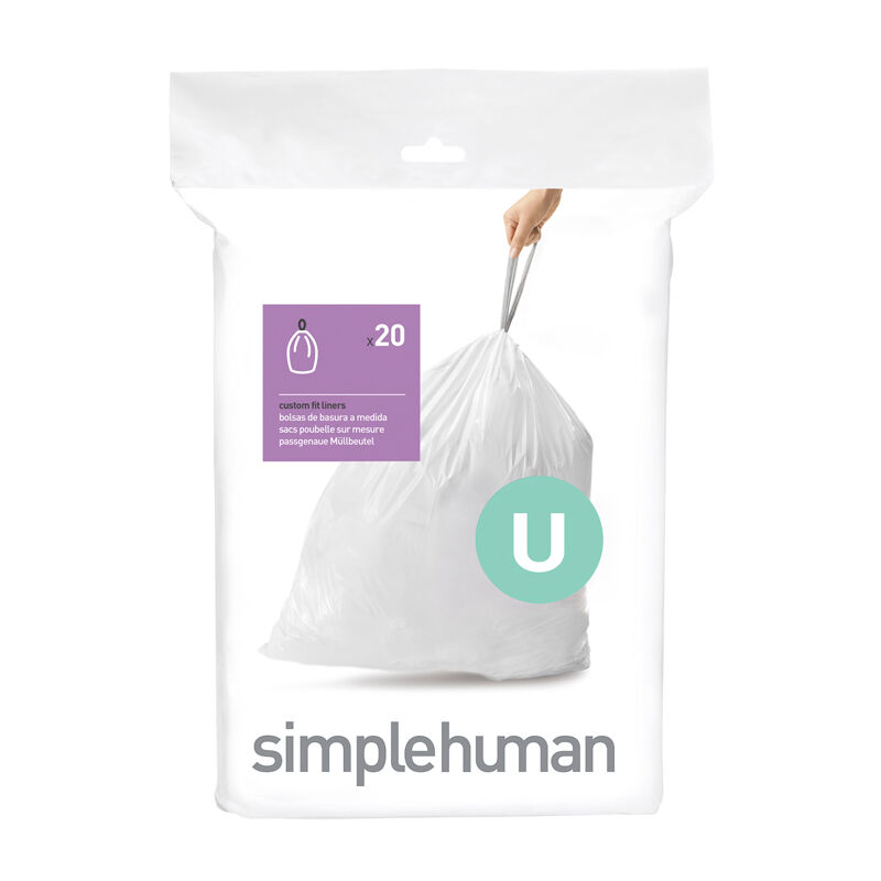 Simplehuman - Pack de 20 sacs poubelle 50-80L code u - Blanc