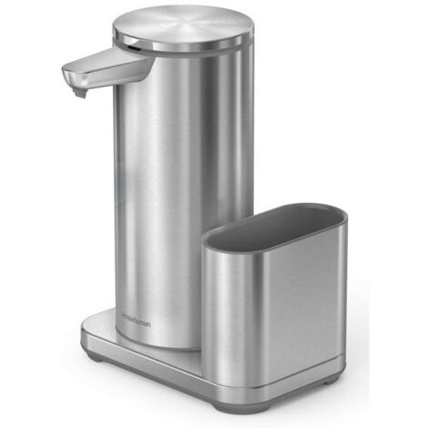 Simplehuman Accessori per cucina - Dispenser di detersivo per la posa in piedi, senza contatto, con supporto per spugna, acciaio inox ST1077