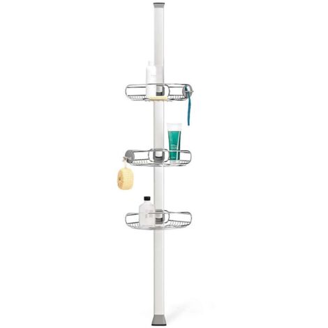 Simplehuman Badezimmerzubehör - Eckstange mit verstellbaren Ablagen, Stahl matt BT1109DC