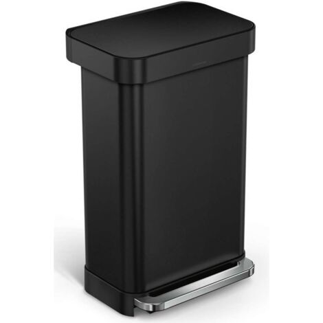 Simplehuman Cubos de basura - Papelera 45 L, con bolsillo para bolsa, negro mate CW2092