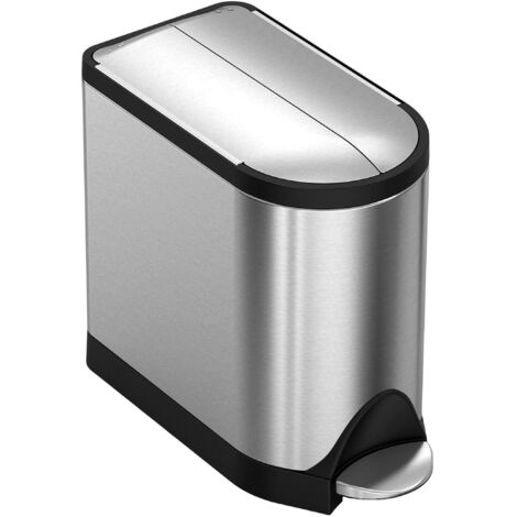 simplehuman CW1899 cestino a farfalla con pedale, pattumiera piccola per bagno, acciaio inox spazzolato, 10 L