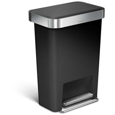 Simplehuman Mülleimern - Abfalleimer 45 l, mit Beuteltasche, Edelstahl/schwarz CW1385CB