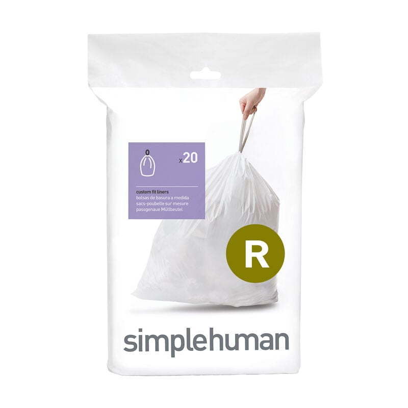Simplehuman - Pack de 20 sacs poubelle 10L code r - Blanc