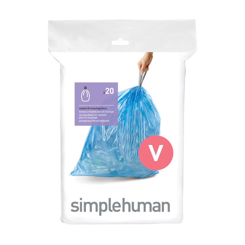 Simplehuman - Pack de 20 sacs poubelle 18L code v - Bleu