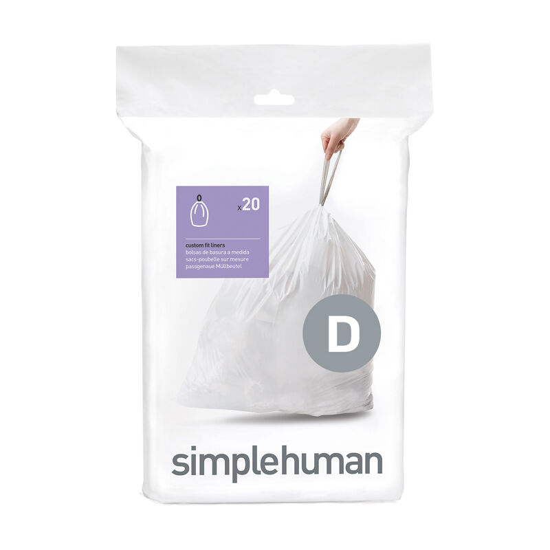Simplehuman - Pack de 20 sacs poubelle 20L code d - Blanc