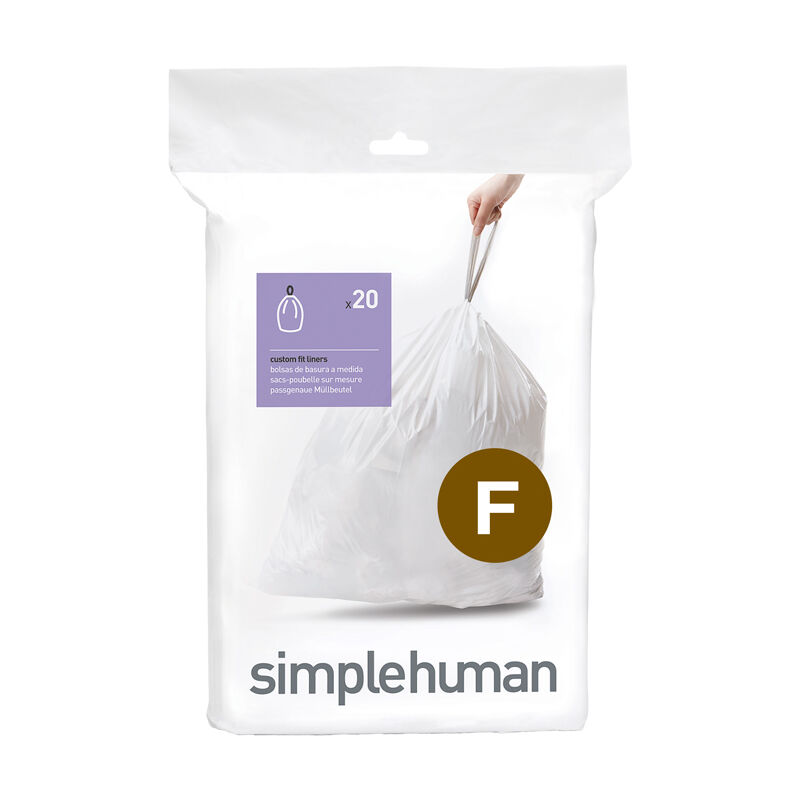 Simplehuman - Pack de 20 sacs poubelle 25-30L code F - Blanc