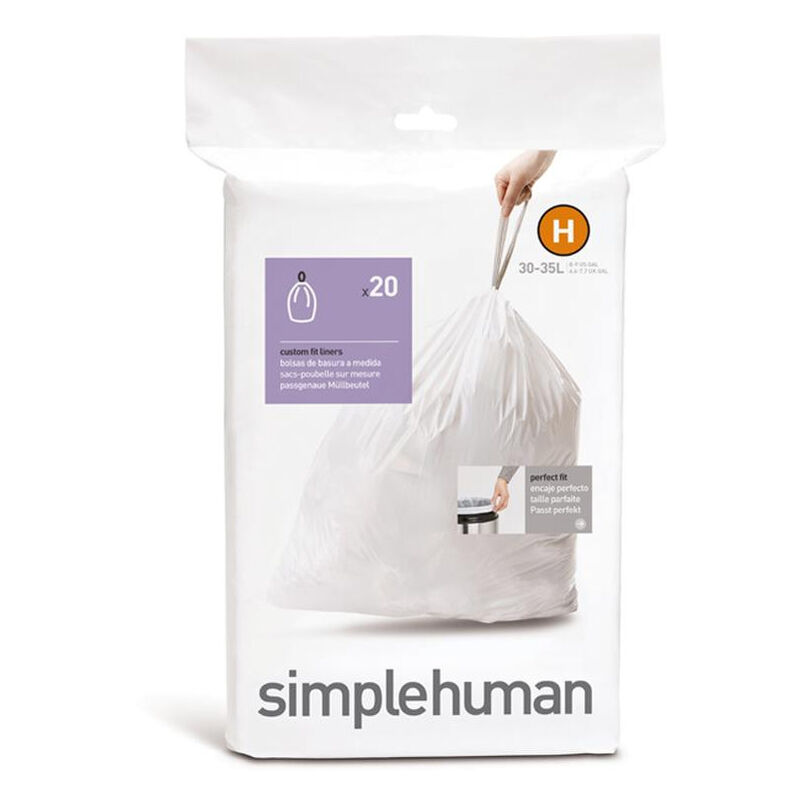 Simplehuman - CW0168 Code h, Sacs Poubelle sur Mesure, Paquet de 20, Plastique Blanc (CW0168)