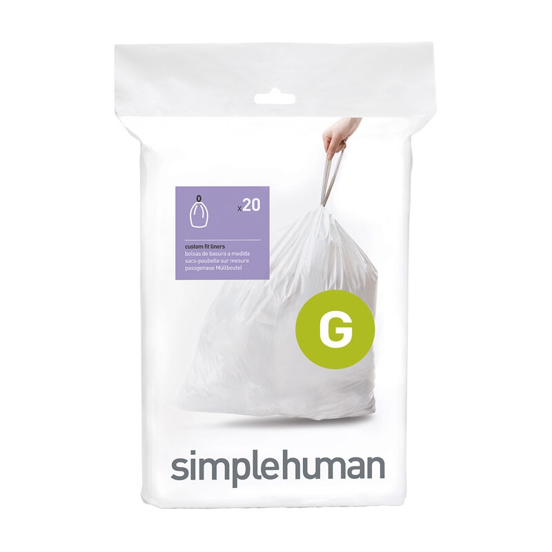 Simplehuman - Pack de 20 sacs poubelle 30L code g - Blanc