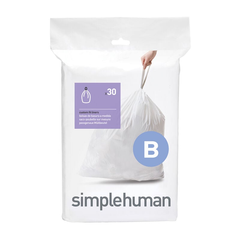 Simplehuman - Pack de 20 sacs poubelle 6L code b - Blanc