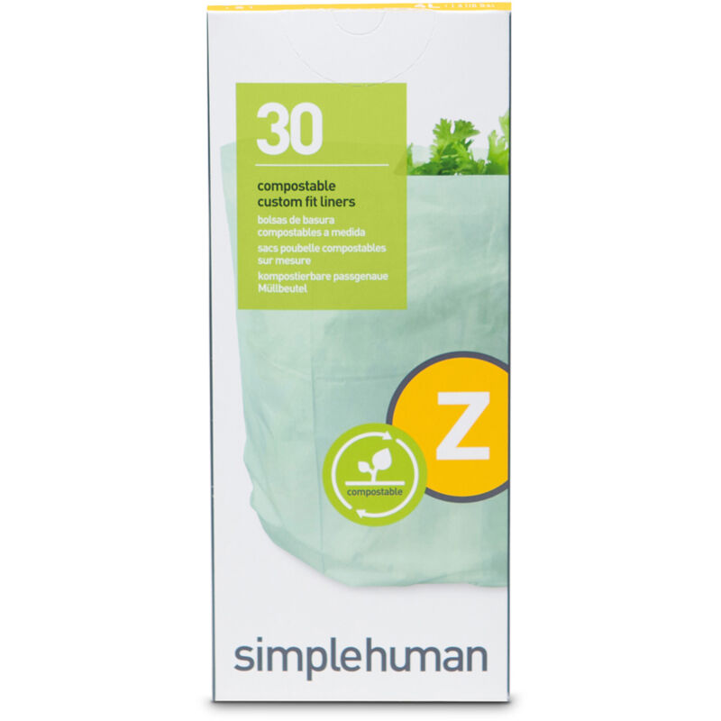 Simplehuman - Pack de 30 sacs compostables 4L code z - Vert