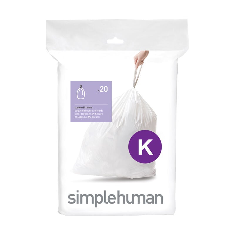 Simplehuman - Pack de 20 sacs poubelle 35-45L code k - Blanc