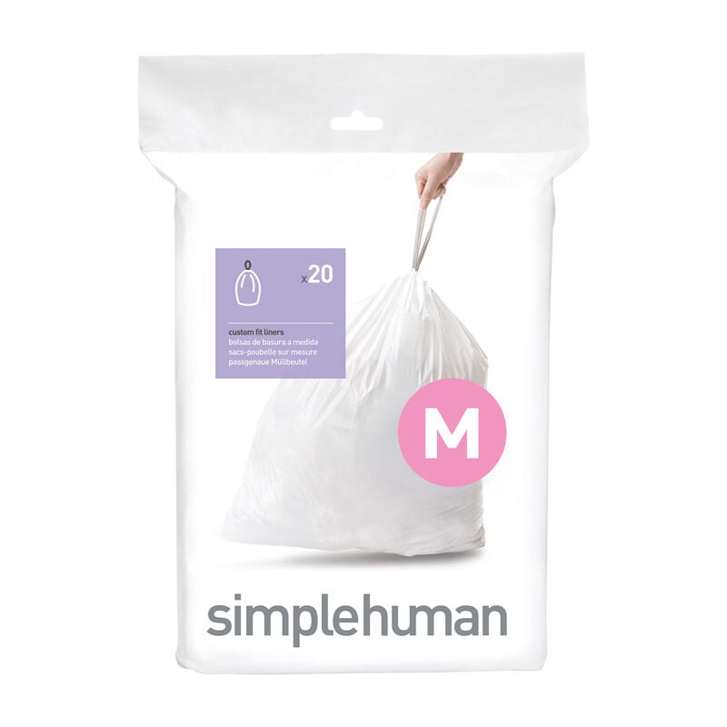 Simplehuman - Pack de 20 sacs poubelle 45L code m - Blanc