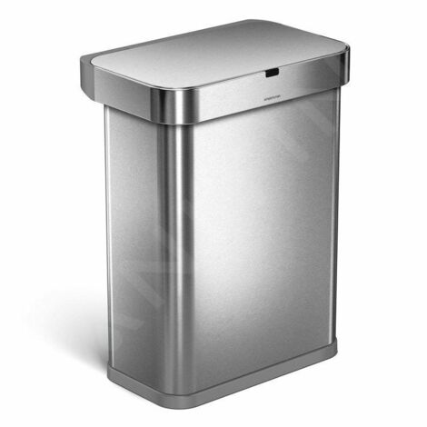 Simplehuman Poubelles - Poubelle sans contact avec commande de voix et de mouvement, 58 l, inox brossé ST2031