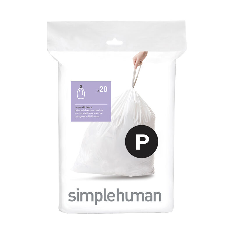 Simplehuman - Pack de 20 sacs poubelle 50-60L code p - Blanc