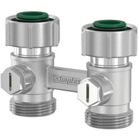 Simplex Hahnblock D2/50 Exclusiv, Durchgangsform, für Heizkörper mit ¾ Zoll AG