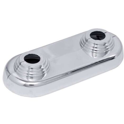 Simplex PVC Doppelrosette Wandrosette Kunststoff chrom für Rohre Ø10-22mm Achsabstand 50mm F44234
