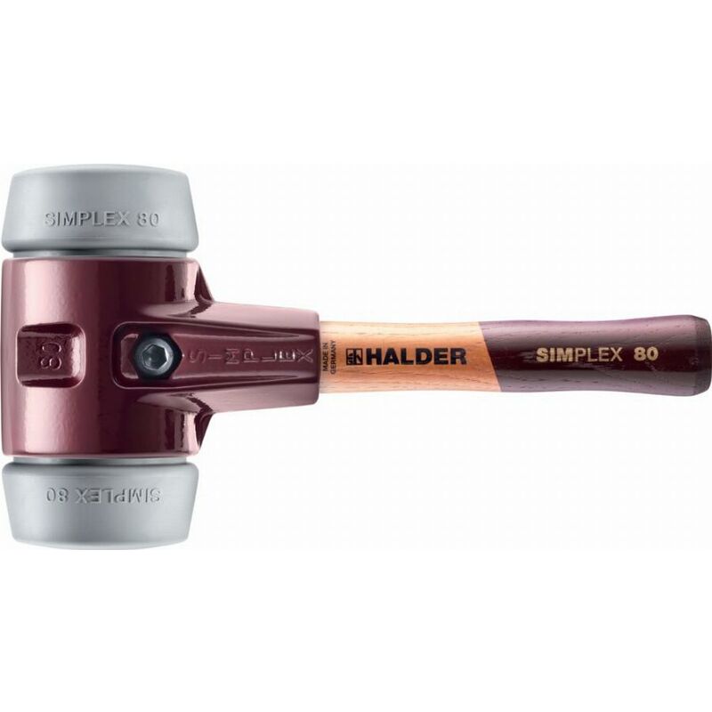 Maillet Halder simplex Superplastique avec boîtier en fonte malléable et manche en bois - D=80 mm - Manche extra-court - 3007.082