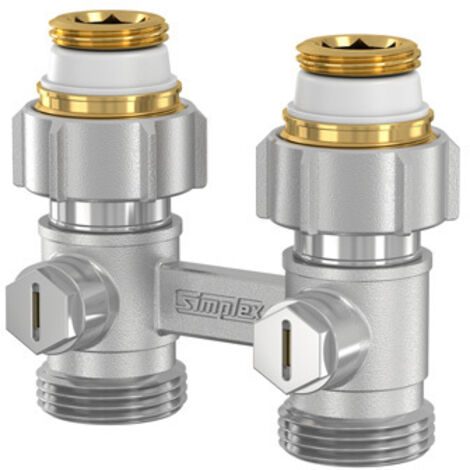 Simplex Zweirohr Hahnblock EXCLUSIV D1/50 3/4" Eurokonus x 1/2" AG selbstdichtend Durchgang F10010